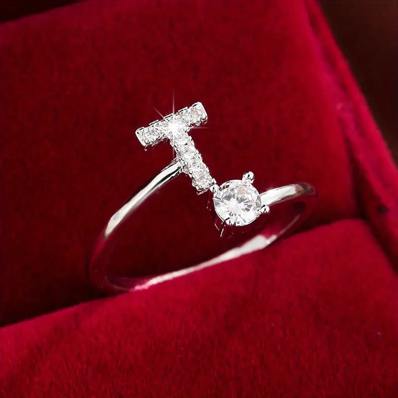 26 English Letters Micro Inlaid Zircon Fashion Women's Ring