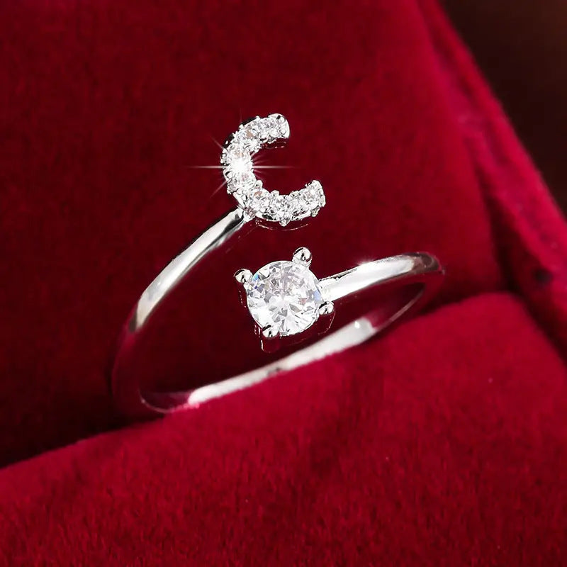 26 English Letters Micro Inlaid Zircon Fashion Women's Ring