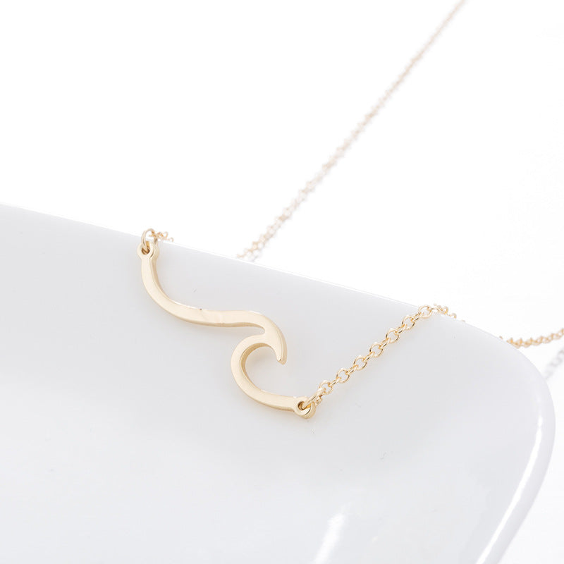 Creative Personality Wave Pendant Simple Short Temperamental Necklace
