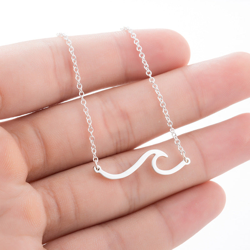 Creative Personality Wave Pendant Simple Short Temperamental Necklace