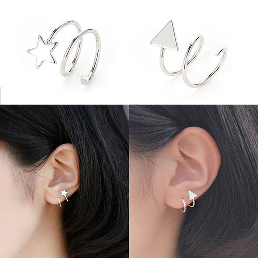 Silver Star Love Revolving Earrings Simple And Sexy